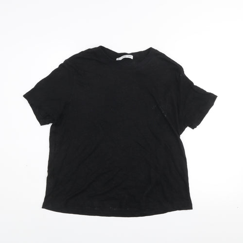 MNG Women's Black Basic Cotton Short Sleeve T-Shirt Size M