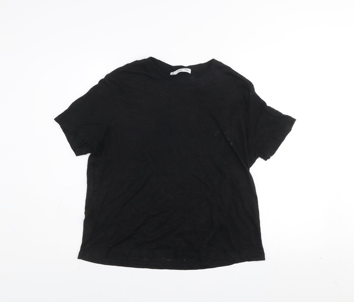 MNG Women's Black Basic Cotton Short Sleeve T-Shirt Size M