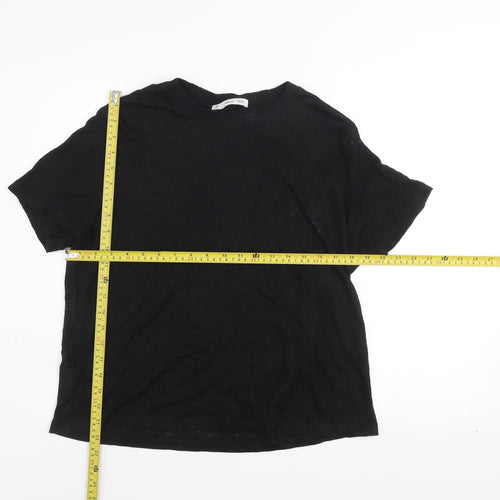 MNG Women's Black Basic Cotton Short Sleeve T-Shirt Size M