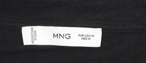 MNG Women's Black Basic Cotton Short Sleeve T-Shirt Size M