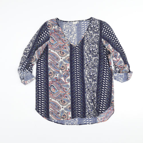 Jacqueline de Yong Womens Blue Paisley Tunic Blouse Size 8