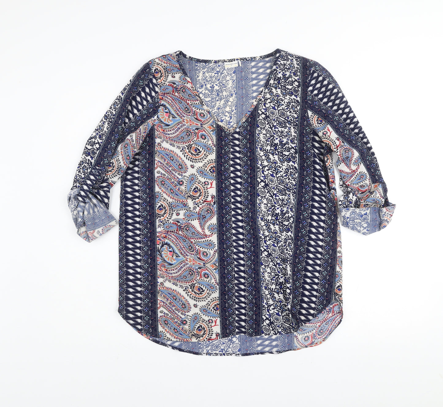 Jacqueline de Yong Womens Blue Paisley Tunic Blouse Size 8