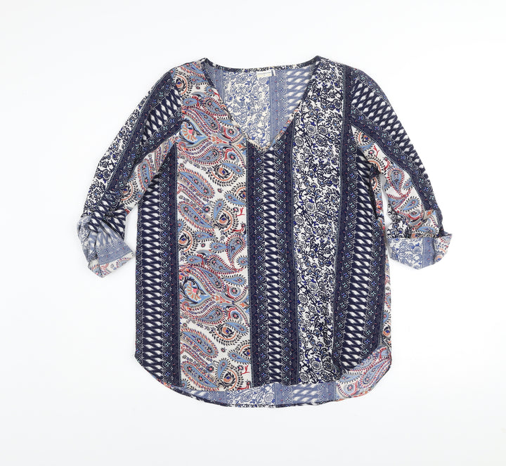 Jacqueline de Yong Womens Blue Paisley Tunic Blouse Size 8