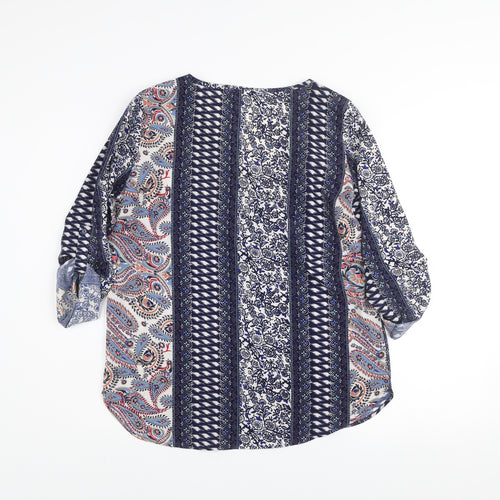 Jacqueline de Yong Womens Blue Paisley Tunic Blouse Size 8