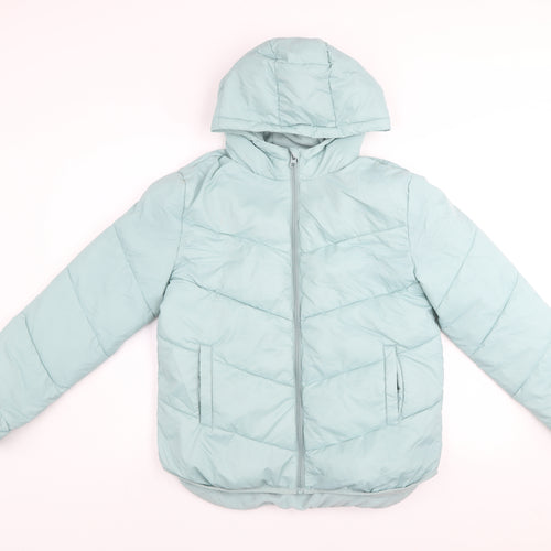 Dunnes Stores Women’s Blue Hooded Puffer Jacket Size 10 Nylon Polyester