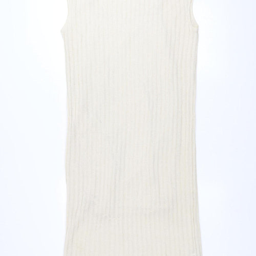 Vilanova Women Ivory Sleeveless Knit Bodycon Dress Size S