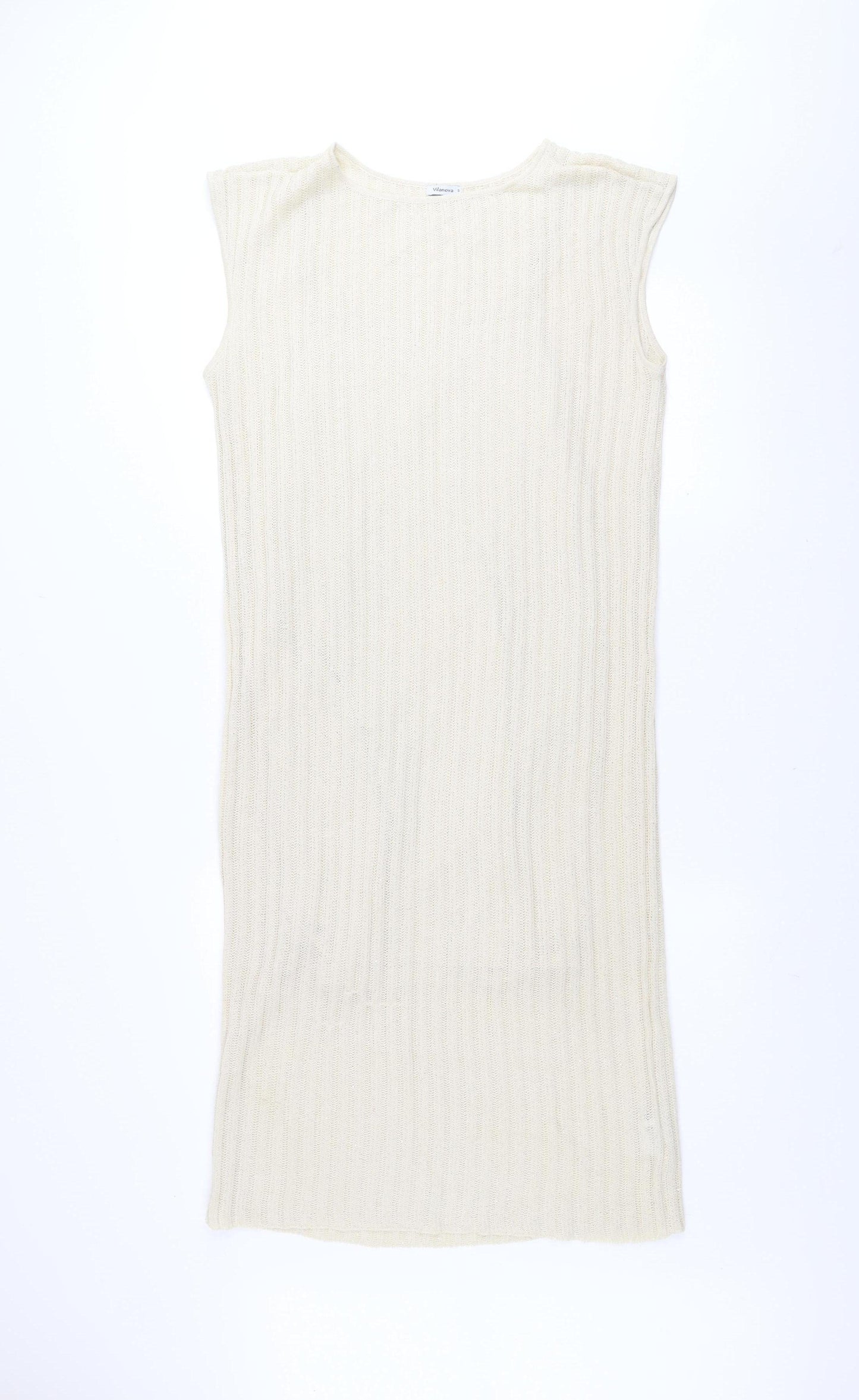 Vilanova Women Ivory Sleeveless Knit Bodycon Dress Size S