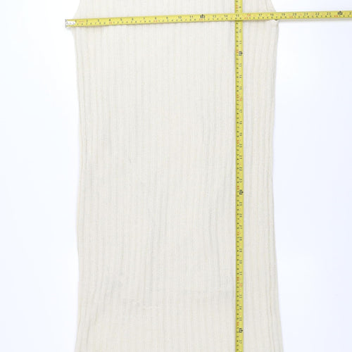 Vilanova Women Ivory Sleeveless Knit Bodycon Dress Size S