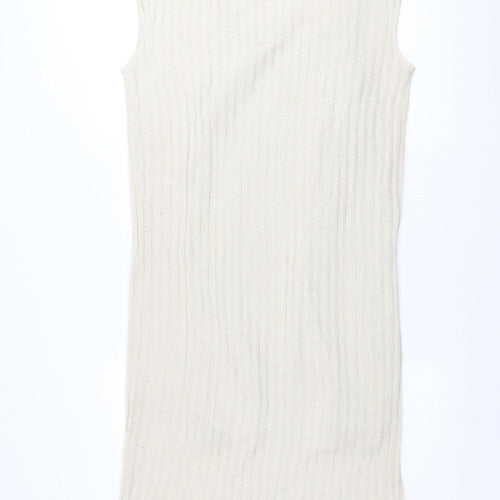 Vilanova Women Ivory Sleeveless Knit Bodycon Dress Size S