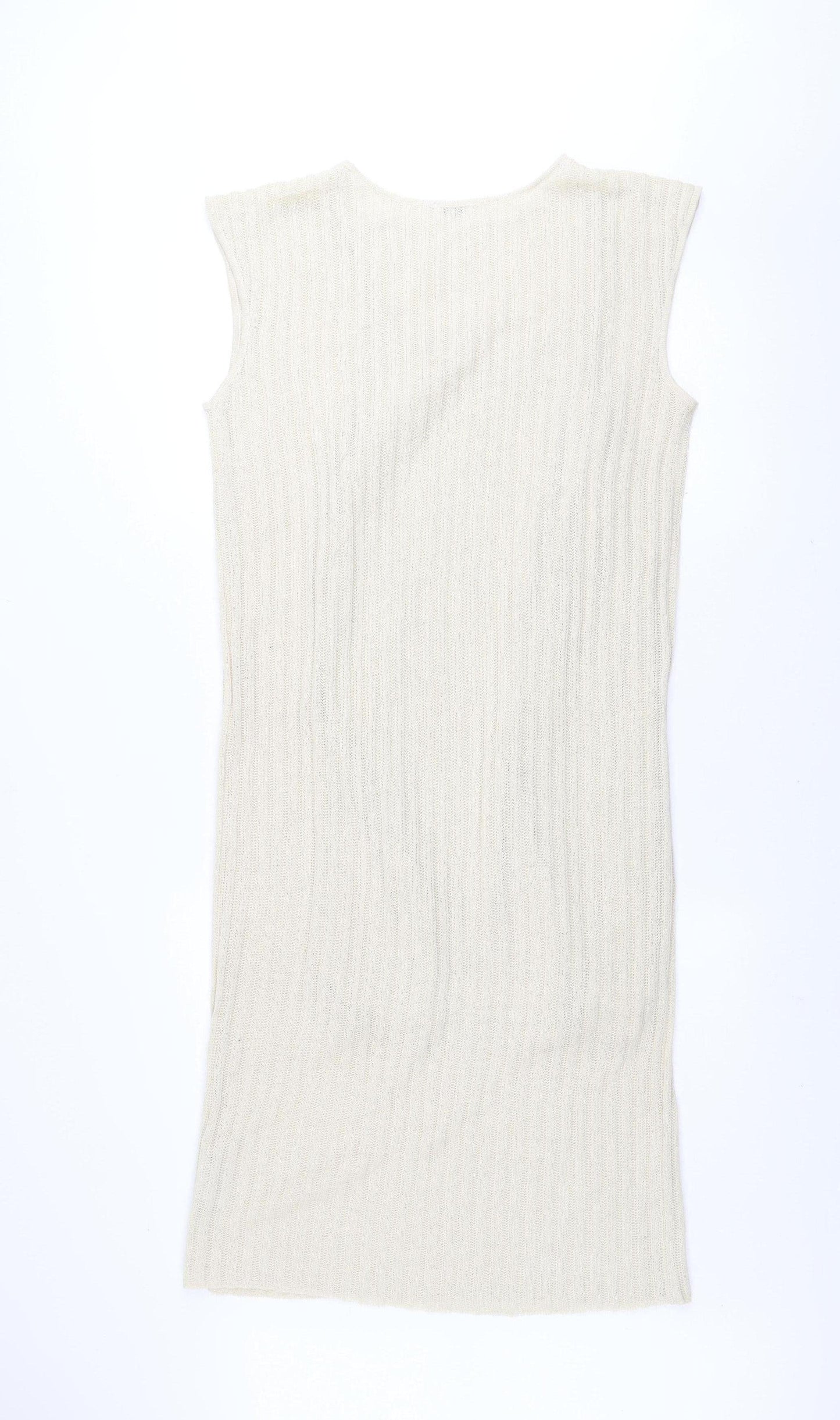 Vilanova Women Ivory Sleeveless Knit Bodycon Dress Size S