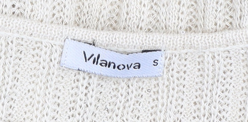 Vilanova Women Ivory Sleeveless Knit Bodycon Dress Size S