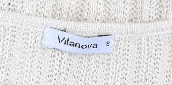 Vilanova Women Ivory Sleeveless Knit Bodycon Dress Size S