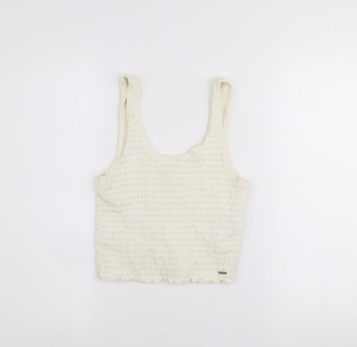 Hollister Women’s Ivory Cropped Stretch Tank Top S