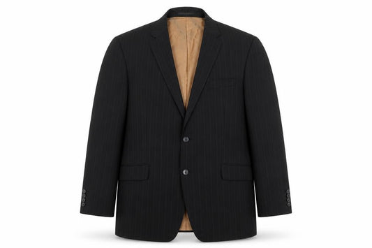 Front view of Kartel Men Black 44R Pinstripe Wool Blend Two-Button Blazer