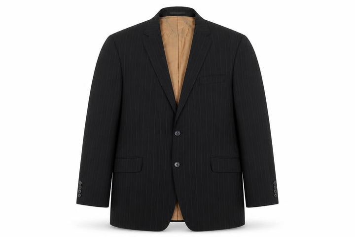 Kartel Men Black 44R Pinstripe Wool Blend Two-Button Blazer