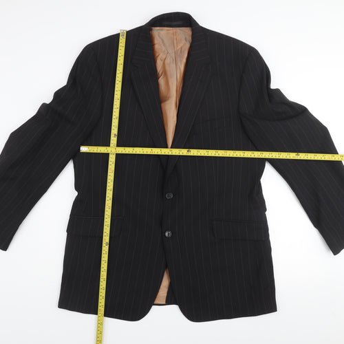 Kartel Men Black 44R Pinstripe Wool Blend Two-Button Blazer
