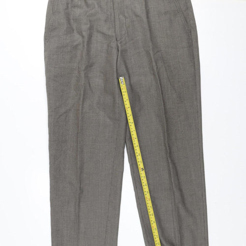 Robbie Men's Grey Check Dress Pants Size 36R Wool Blend Formal Trousers
