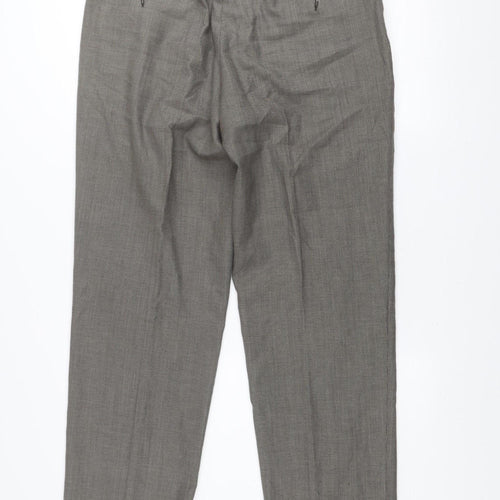 Robbie Men's Grey Check Dress Pants Size 36R Wool Blend Formal Trousers