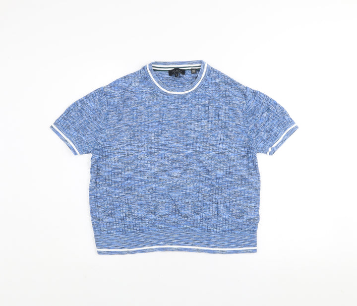 Ted Baker Men's Blue Knit Short Sleeve Crew Neck Top Size L