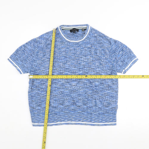Ted Baker Men's Blue Knit Short Sleeve Crew Neck Top Size L