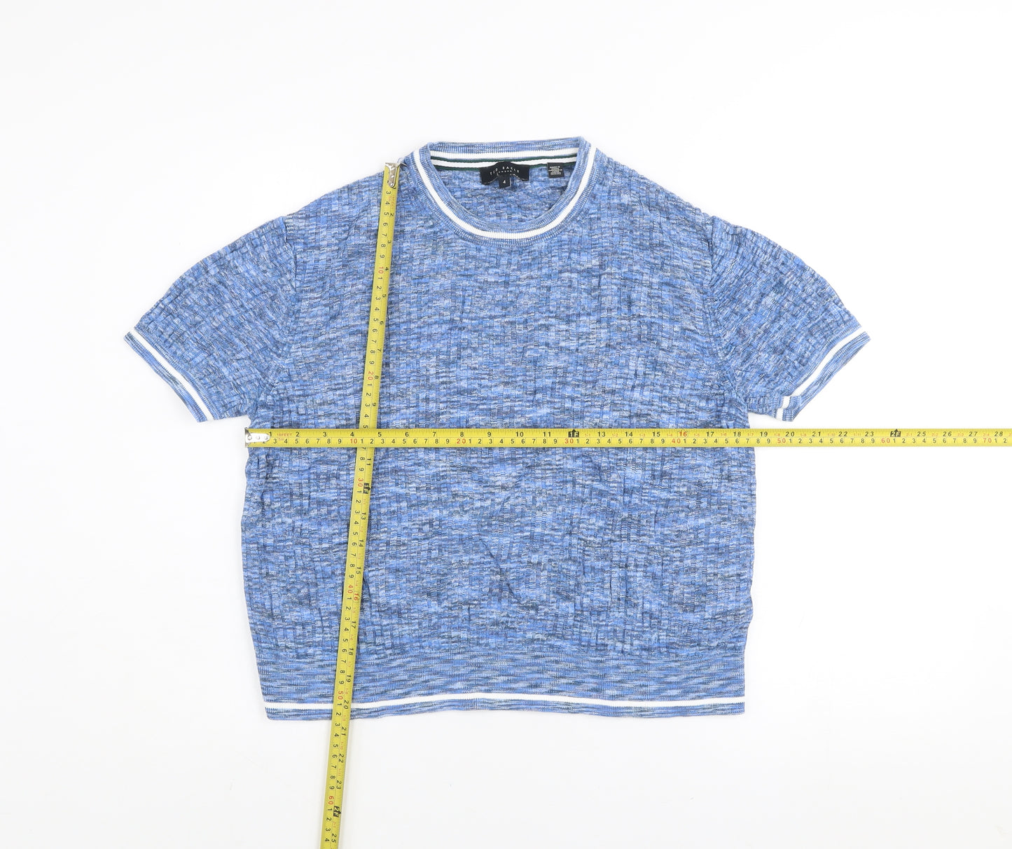 Ted Baker Men's Blue Knit Short Sleeve Crew Neck Top Size L