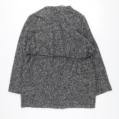 Mystify Women Grey Belted Knit Mid-Length Coatigan Size 18