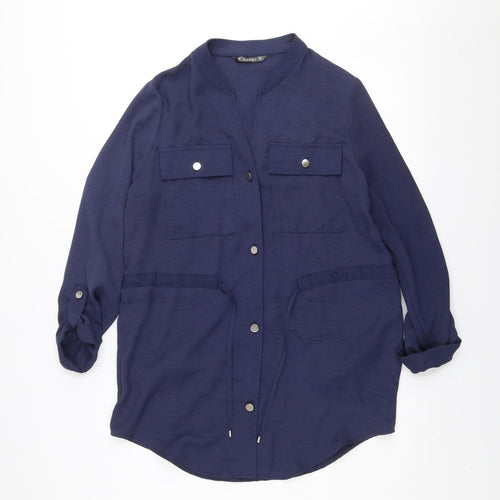 Dunnes Women Blue Shirt Dress S Lightweight Long Sleeve