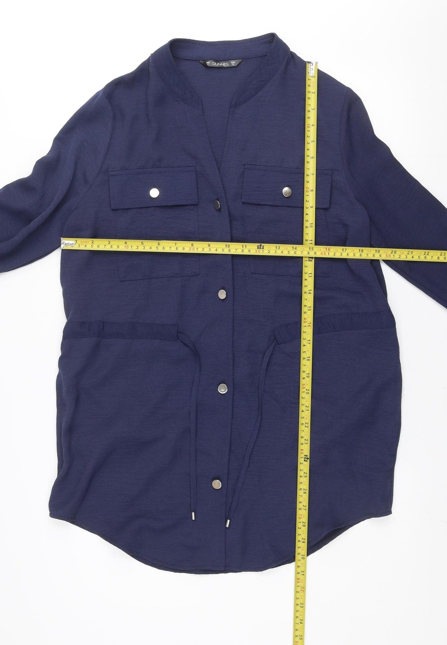Dunnes Women Blue Shirt Dress S Lightweight Long Sleeve