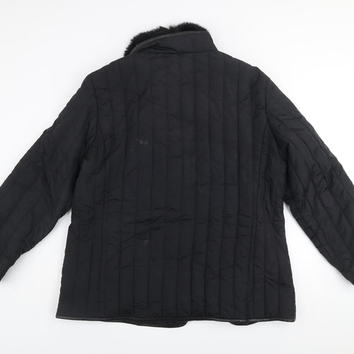 Gold by Michael H Women's Black Quilted Fur Trim Jacket Size 18