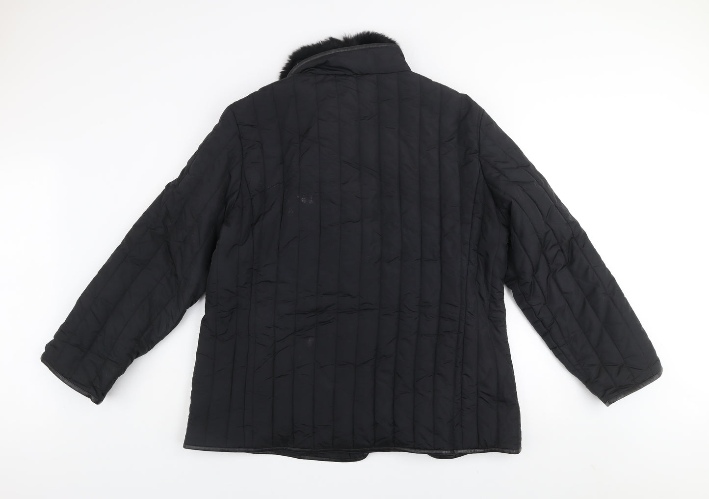 Gold by Michael H Women's Black Quilted Fur Trim Jacket Size 18