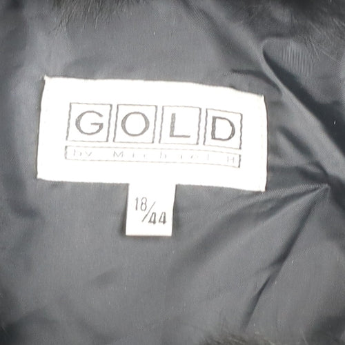 Gold by Michael H Women's Black Quilted Fur Trim Jacket Size 18