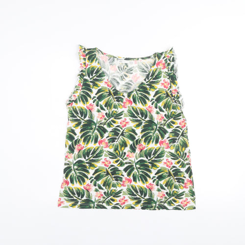 Sfera Women’s Multicoloured Tropical V-Neck Cotton Tank Top Size 12