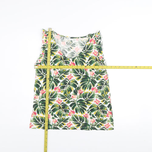 Sfera Women’s Multicoloured Tropical V-Neck Cotton Tank Top Size 12