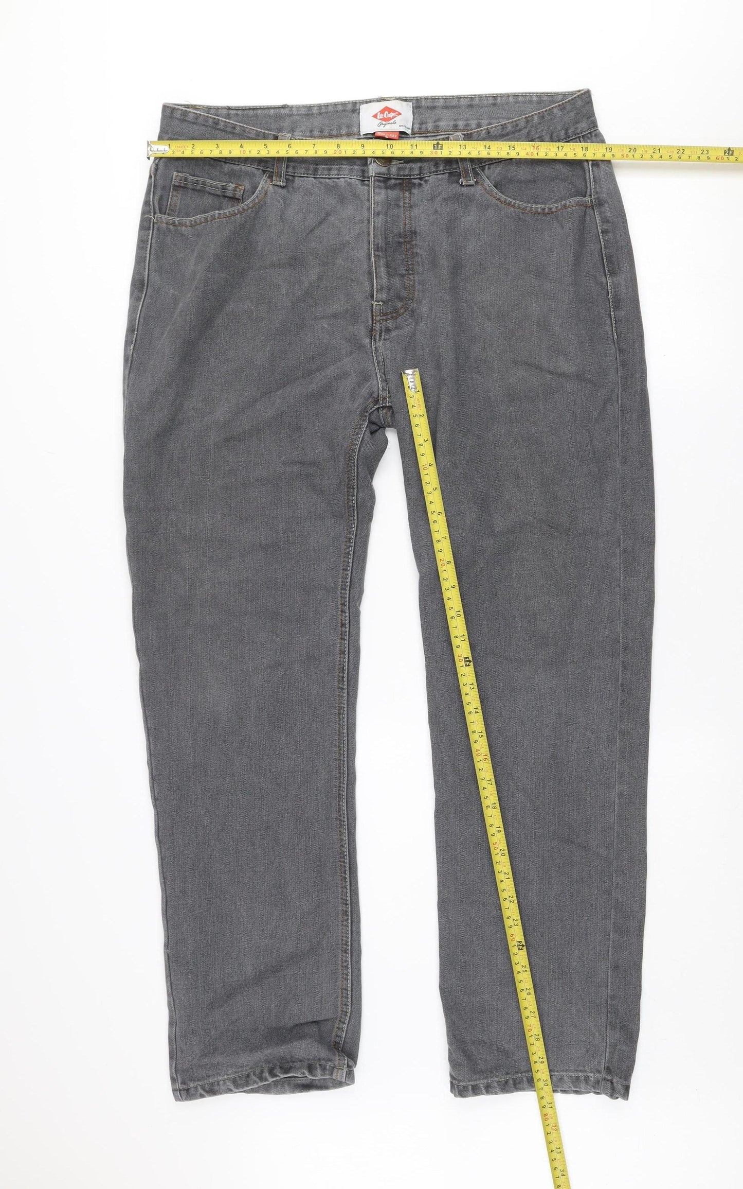 Lee Cooper Mens Grey Regular Fit Straight Denim Jeans W36 L32