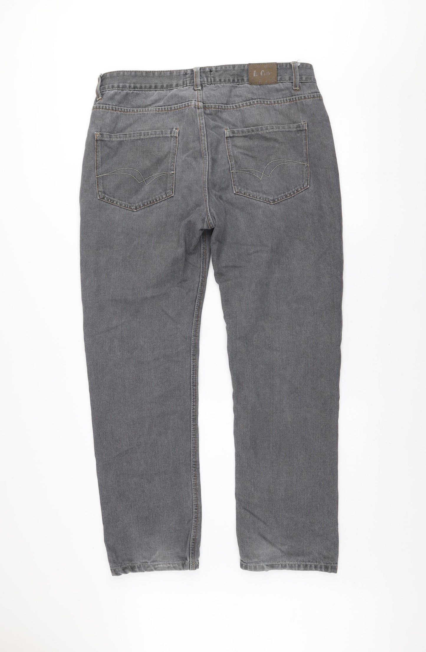 Lee Cooper Mens Grey Regular Fit Straight Denim Jeans W36 L32