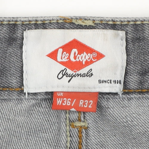 Lee Cooper Mens Grey Regular Fit Straight Denim Jeans W36 L32