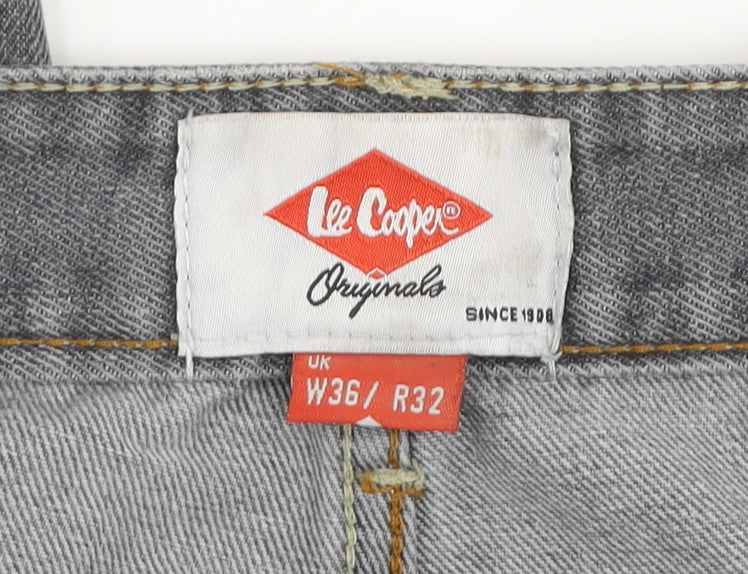Lee Cooper Mens Grey Regular Fit Straight Denim Jeans W36 L32