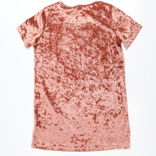 Missy Empire Women Pink Size 12 Velvet T-Shirt Dress
