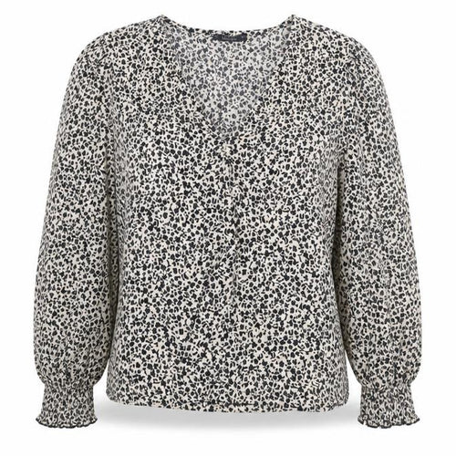 Dunnes Women's Black Floral V-Neck Long Sleeve Tunic Blouse Size M