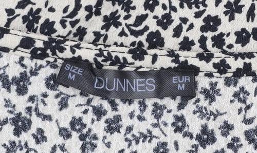 Dunnes Women's Black Floral V-Neck Long Sleeve Tunic Blouse Size M
