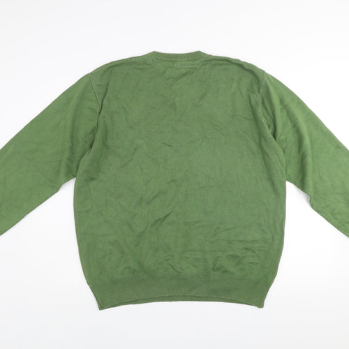 Benetti Green Cotton V-Neck Men’s XL Pullover Jumper