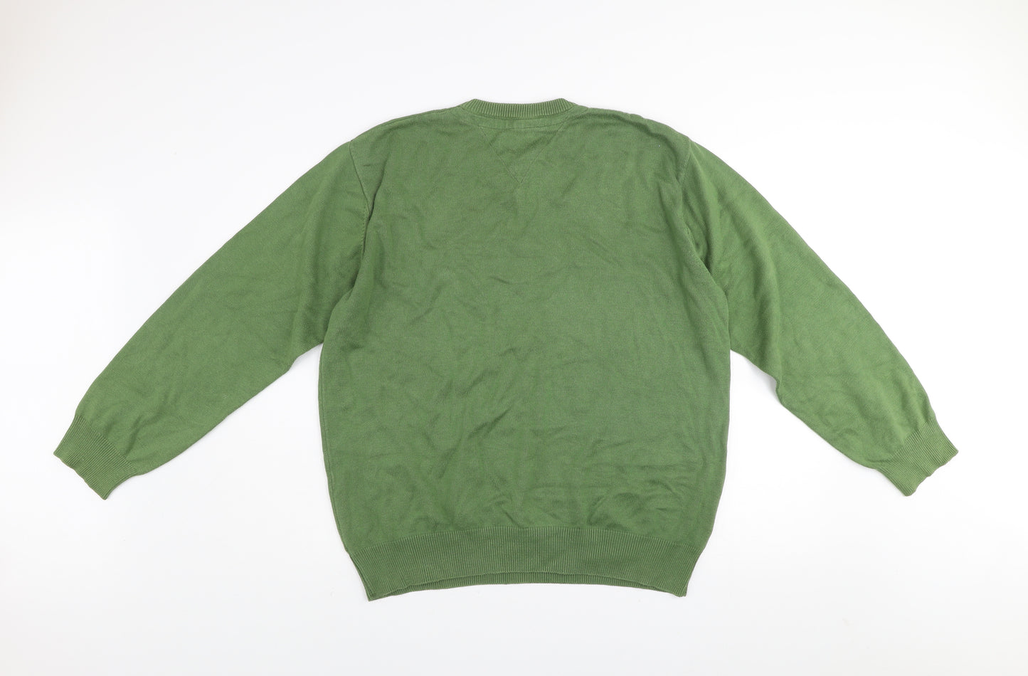 Benetti Green Cotton V-Neck Men’s XL Pullover Jumper