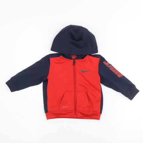 Nike Unisex Baby Red & Navy Hooded Full Zip Dri-FIT Track Jacket 6-9 Months