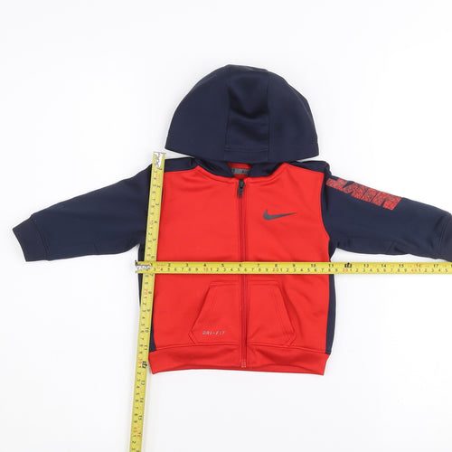 Nike Unisex Baby Red & Navy Hooded Full Zip Dri-FIT Track Jacket 6-9 Months