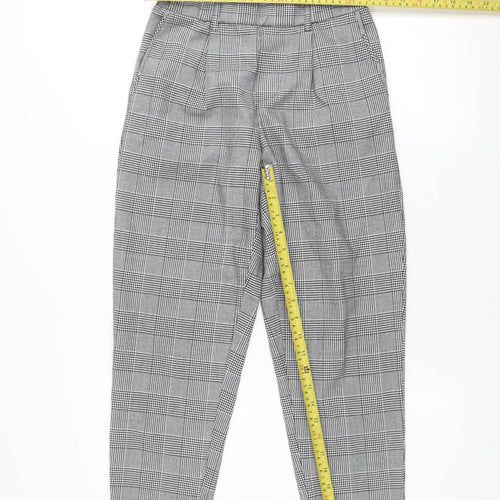 Bershka Women's Grey Check Tapered Trousers Size S