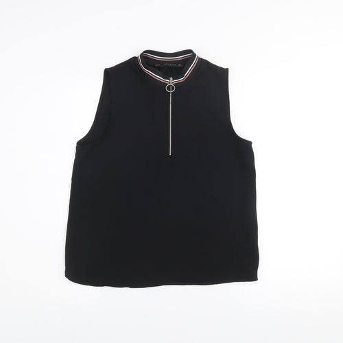 Zara Women's Black Sleeveless High Neck Zip Tank Top Size S