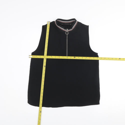 Zara Women's Black Sleeveless High Neck Zip Tank Top Size S