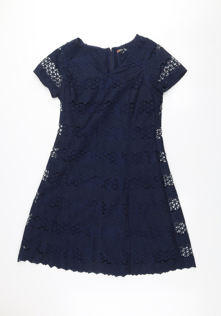 Street One Women's Blue Lace Shift Dress Size 14
