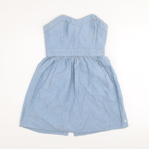 Jack Wills Womens Blue Strapless Sweetheart A-Line Dress Size 10