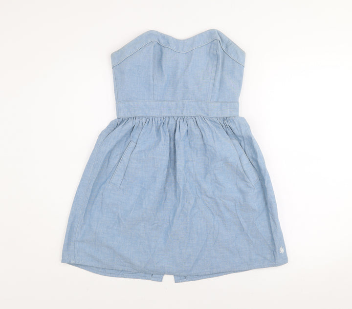 Jack Wills Womens Blue Strapless Sweetheart A-Line Dress Size 10